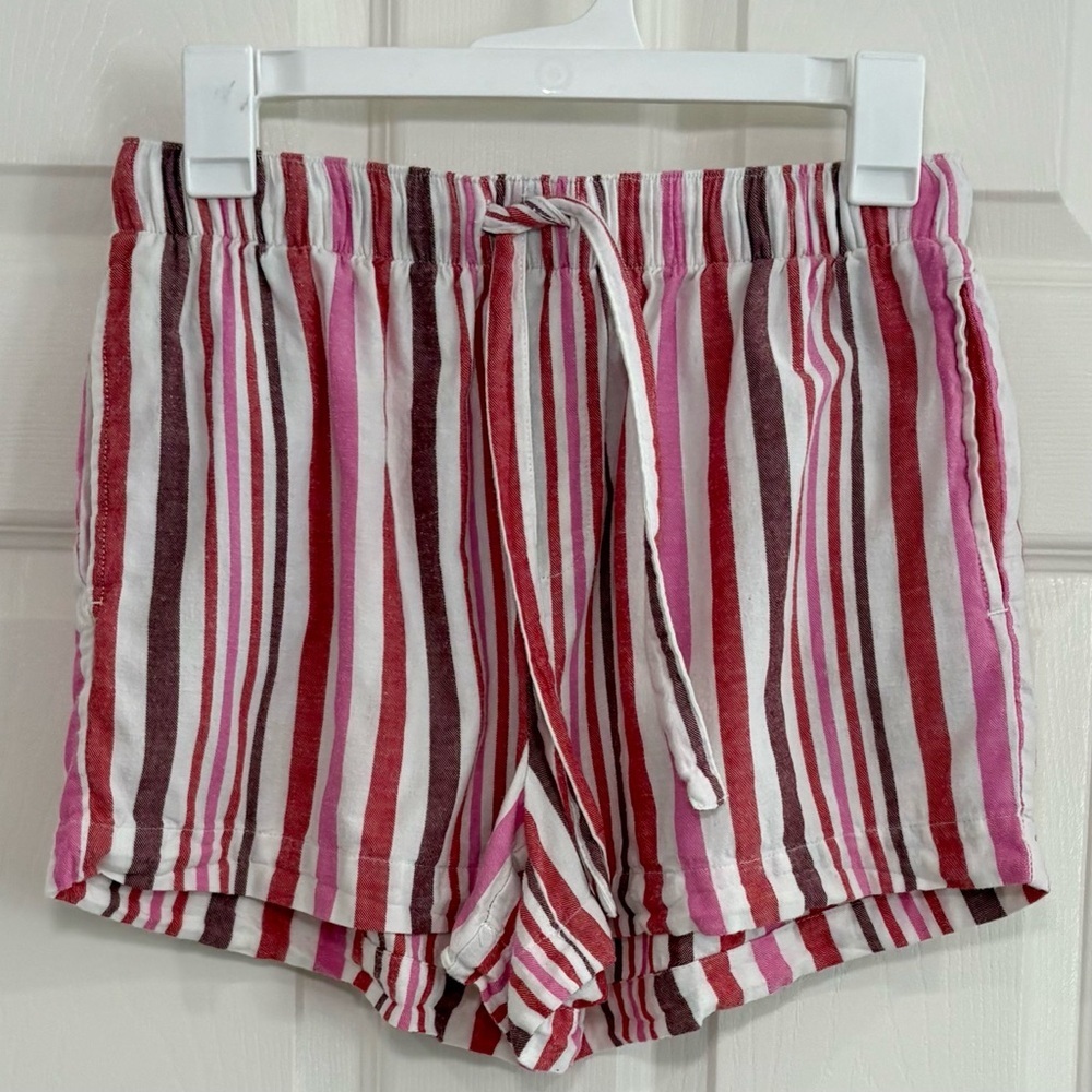 Auden Flannel Striped Sleep Shorts Pajama Bottoms Pocket Women S 100% Cotton